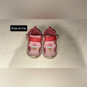 Stride Rite Pink and Red Sandals with Velcro Straps